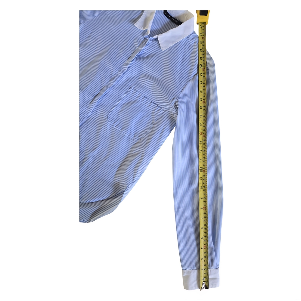 Zara Light Blue Striped Button Down Shirt Size M - Picture 6 of 8